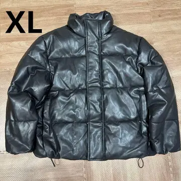 H&M 페이크 레더 자켓 패딩 자켓 인조 가죽 블랙 XL