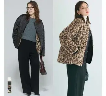 coca 워셔블 리버서블 퀼팅 블루종 A 타입 레오파드 M 사이즈