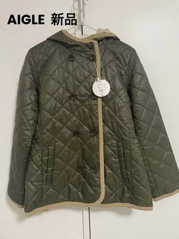 [ 새상품 ] AIGLE 올리브 그린 퀼팅 자켓 후드 부착 M 사이즈