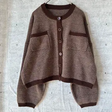 [ GRL ] 가디건 헤링본 패턴 짧은 기장 루즈핏 내추럴 계열