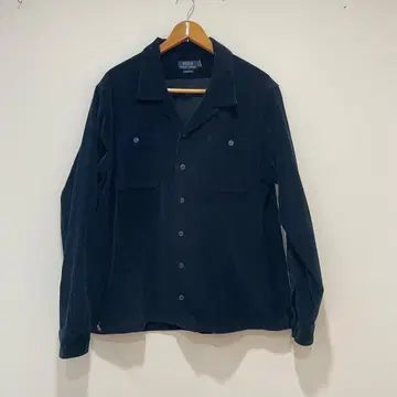 새상품급 랄프 로렌 코듀로이 오픈 카라 셔츠 L 다크 네이비