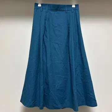 Re:EDIT/허리밴딩 터콰이즈 블루 면린넨 플레어 스커트