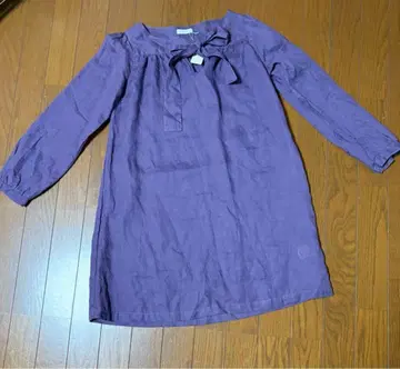 리본 포함 퍼플 튜닉 긴팔