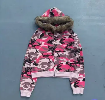 [새상품급] 9090 퍼 달린 카모플라쥬 지퍼 후드티