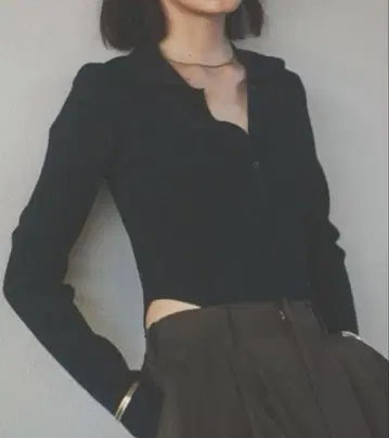 HANNE 폴로 니트 바디수트 블랙