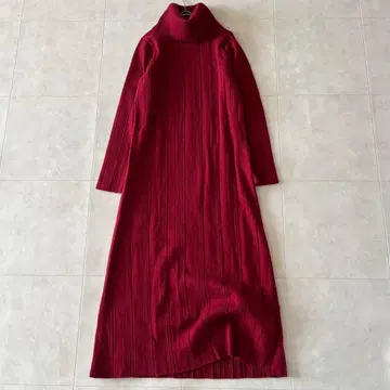 NOBLE 노블 터틀넥 리브 니트 원피스 보르도 F