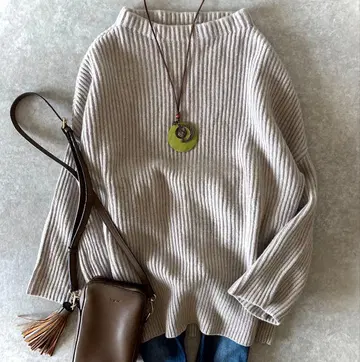 새상품급 두지엠 클라세 울 캐시미어 보틀넥 니트 풀오버 베이지