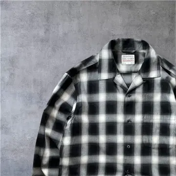 옴브레 체크 셔츠 L