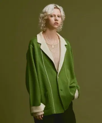 오버 사이즈 니트 가디건 그린