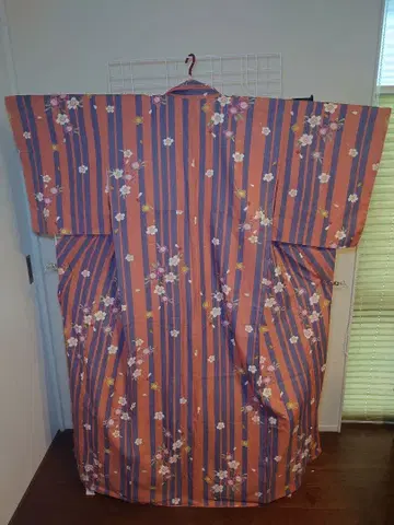 새상품급 시츠케 포함 워셔블 기모노 코몬 이중 기모노 꽃무늬 타케우치