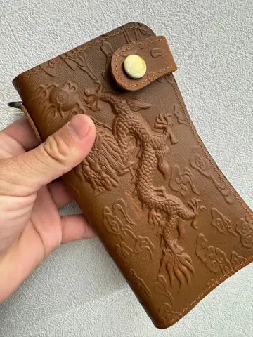천연 가죽 코도반 용 장지갑 네이티브 인디언 지갑 드래곤