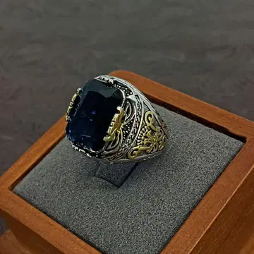 빈티지 실버 블루 지르코니아 앤티크 반지 15호