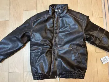 브라운 가죽 자켓 인조 모피 안감