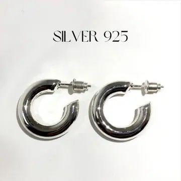 1001 실버 925 SILVER 후프 귀걸이 각인 양쪽 헝겊 가방 포함