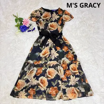 새상품급 엠즈 그레이시 25년제 플라워 프린트 쉬폰 원피스 드레스