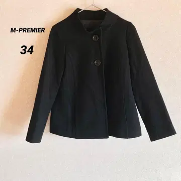 엠프리미어 울 코트 숏 기장 캐시미어 혼방 34 블랙