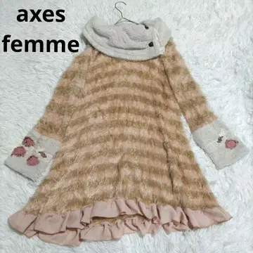 axes femme 원피스 보더 장미 꽃 자수 레이스 장식 버튼
