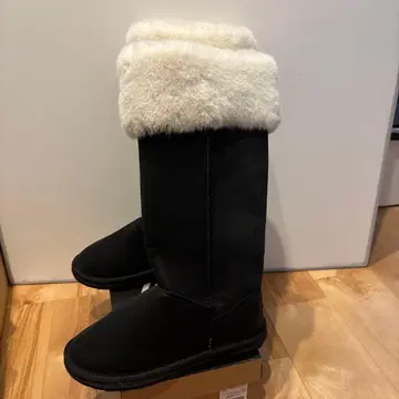 FOLLOWIN 퍼 포함 롱 부츠 블랙