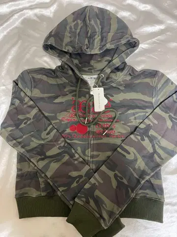 카모 패턴 집업 후드티 크롭