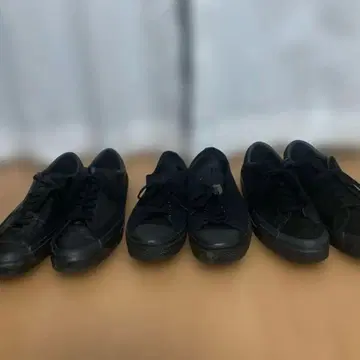 ASAHI 스니커즈 3종 세트 (가죽, 캔버스, 스웨이드) 블랙