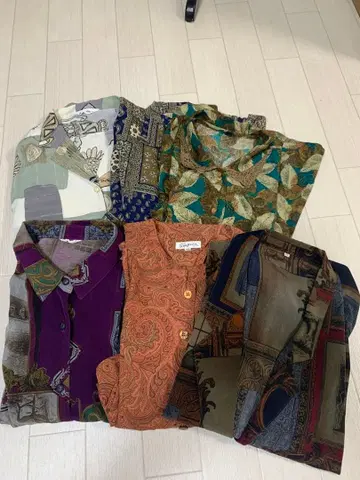 쇼와 레트로 패턴 셔츠 세트