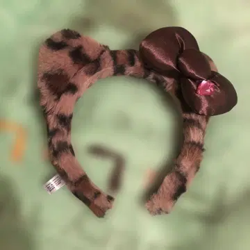 레오파드 무늬 리본 포함 머리띠