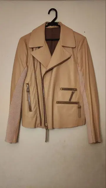 폴스미스 니트 절개 가죽 더블 라이더 자켓