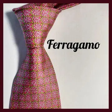 새상품급 페라가모 넥타이 이탈리아 핑크 코몬 무늬 고급 올 패턴