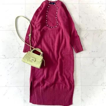 새상품급 쉽스 SHIPS 폭스 크루넥 니트 원피스 롱