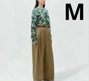 GU beautiful people 턱 와이드 팬츠 브라운 M