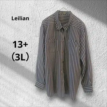 Leilian 레리안 블랙과 화이트 스트라이프 셔츠 13+