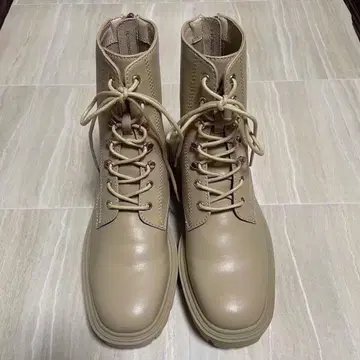 RANDA 란다 여성용 베이지 레이스업 부츠 백지퍼