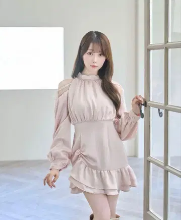 Rosemuse 오픈 숄더 미니 드레스 핑크 S