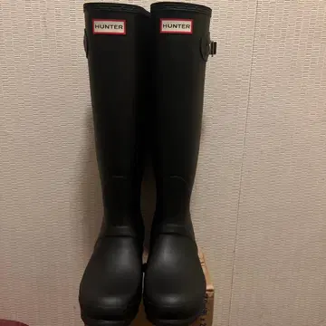 HUNTER 블랙 롱 부츠 UK 6