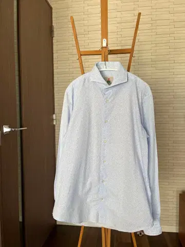 GUY ROVER 스카이블루 미니 꽃무늬 버튼 다운 긴팔 셔츠