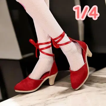 MDD MSD 신발 1/4 인형 새빨간 리본 포함 힐