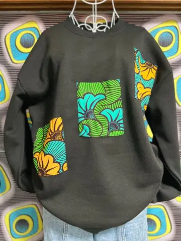 아프리칸 프린트 속기모 맨투맨 남녀 공용