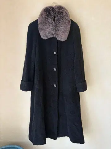 Guy Laroche 퍼 옷깃 알파카 코트