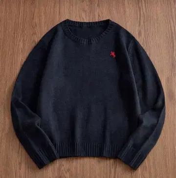 [ 새상품 ] 니트 스웨터 긴팔 원포인트 y2k 캐주얼 네이비