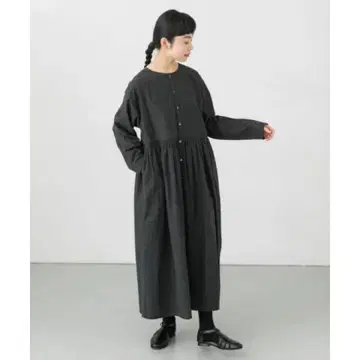 새상품급 카구레(kagure) 허리 개더 원피스 차콜 그레이