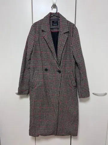 Bershka 하운드투스 체크 패턴 롱 코트 L 사이즈