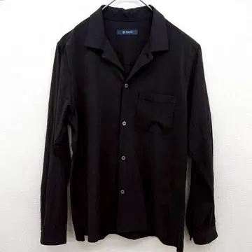 [ M ] 나노 유니버스 오픈 카라 셔츠 블랙 레이온 혼방