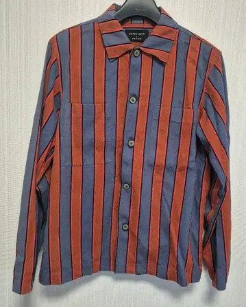 UNITED TOKYO 스트라이프 빅 포켓 셔츠 블루종