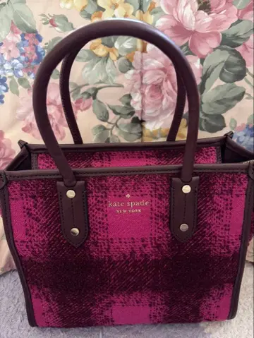 미사용에 가까운 케이트 스페이드 핑크 체크 무늬 토트백