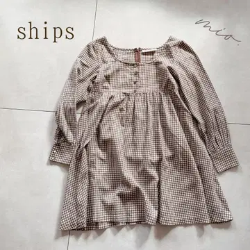 ships 깅엄 체크 미니 원피스 브라운 긴팔 가을 데이트 옷 좋음