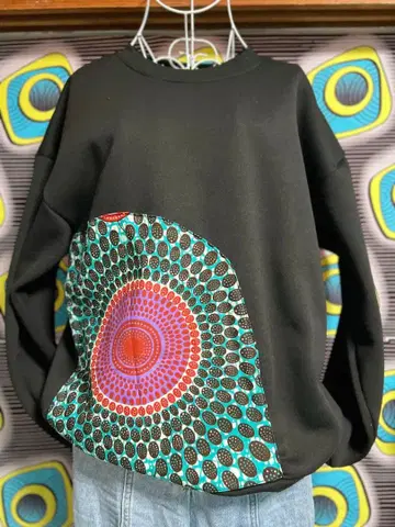 아프리칸 프린트 속기모 맨투맨 남녀 공용