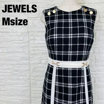쥬얼스 체크 트위드 드레스 페이크 벨트 1148
