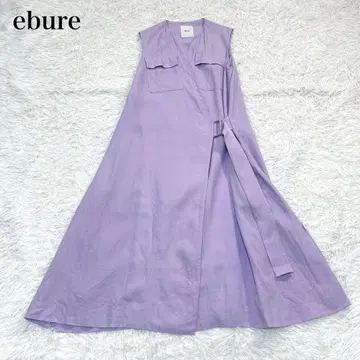 에부르 베스트 원피스 슬리브리스 린넨 100% 퍼플 벨트