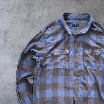 US 구제 의류 호배색 블록 체크 플란넬 셔츠 L 아메카지