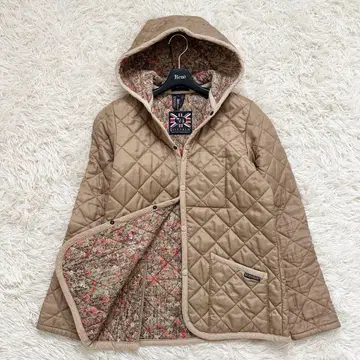 새상품급 라벤햄 리버티 꽃무늬 퀼팅 자켓 후드 베이지 L